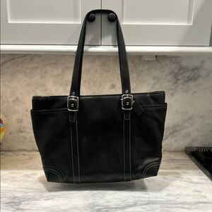 Coach Black Leather Diaper Bag/ Laptop Bag